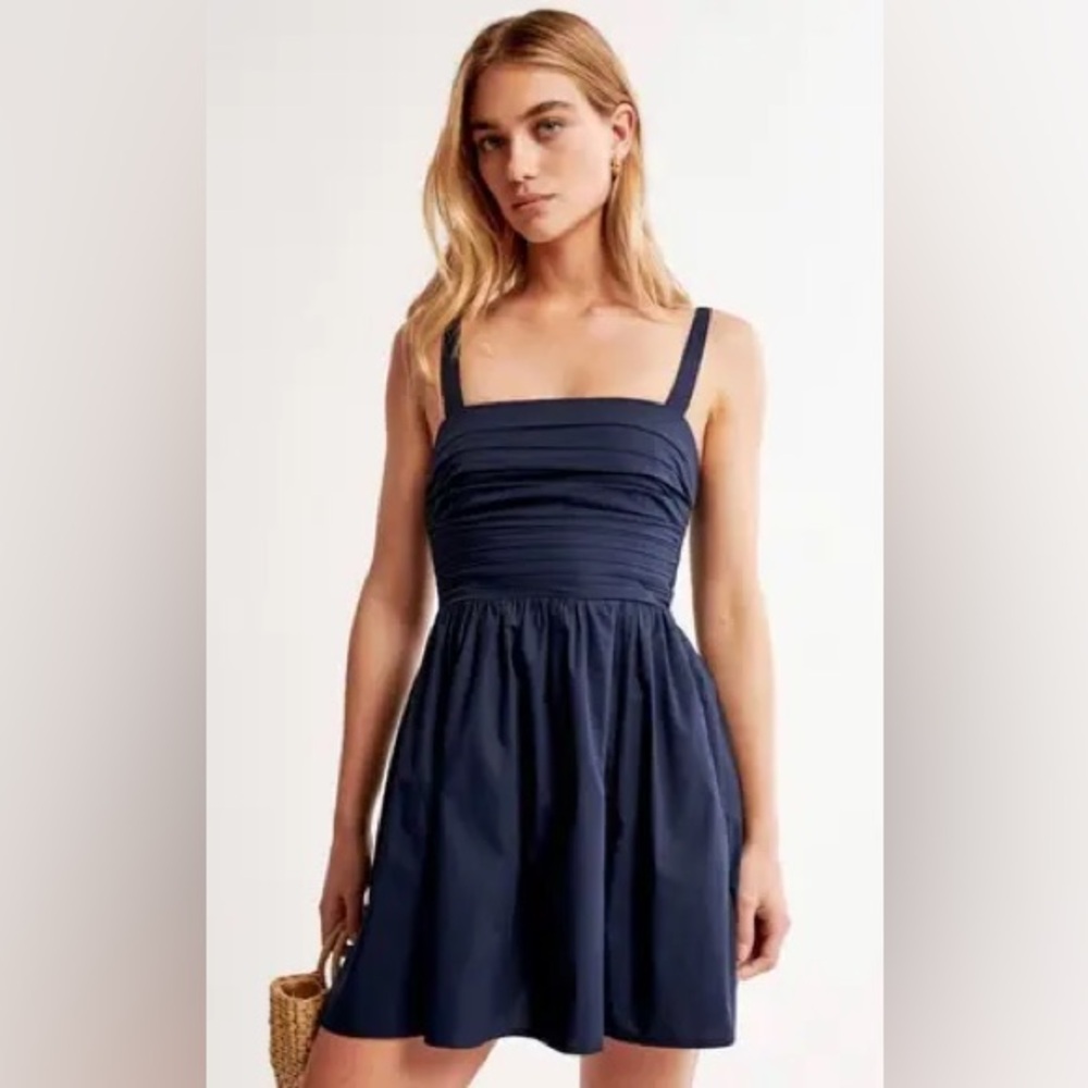 Abercrombie Navy Blue Poplin Dress